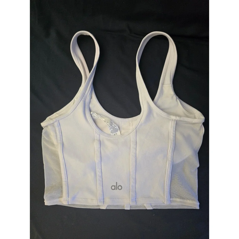 Alo Yoga Airbrush Mesh Corset Crop Tank Top Bra Women S